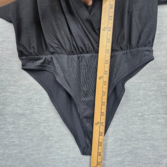 ZARA Black Deep V-neck Short Sleeve Bodysuit Size S NEW - Picture 4 of 7